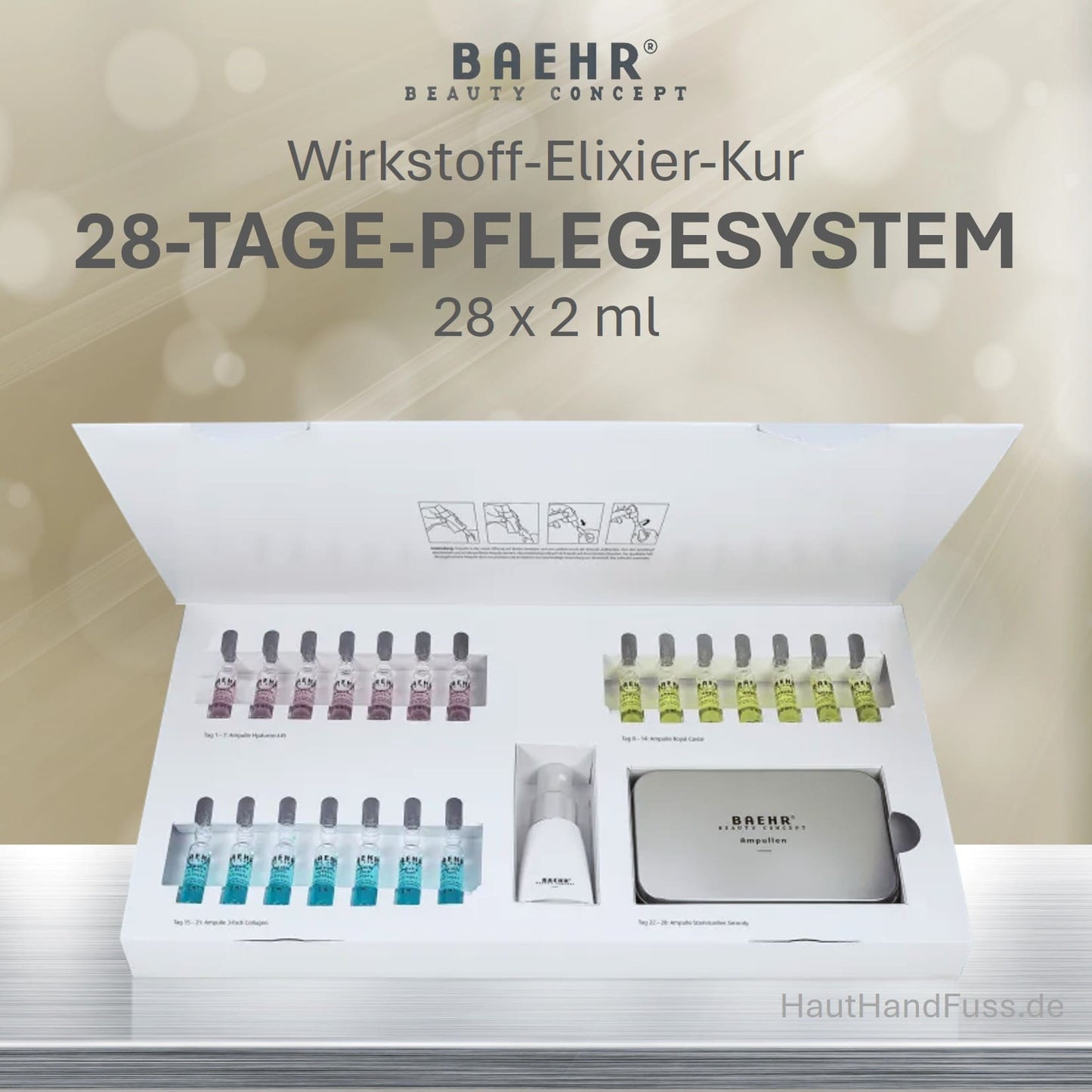 BAEHR 28-Tage Ampullen Pflegesystem als Kur mit 28x2ml Wirkstoff-Elixieren bei HautHandFuss.de