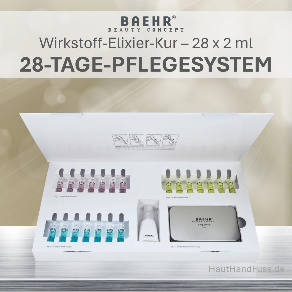 BAEHR 28-Tage Ampullen Pflegesystem als Kur mit 28x2ml Wirkstoff-Elixieren bei HautHandFuss.de