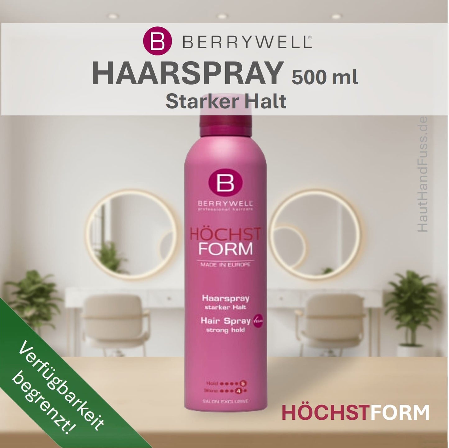 Berrywell Höchstform "Haarspray, starker Halt" 500 ml bei HautHandFuss.de