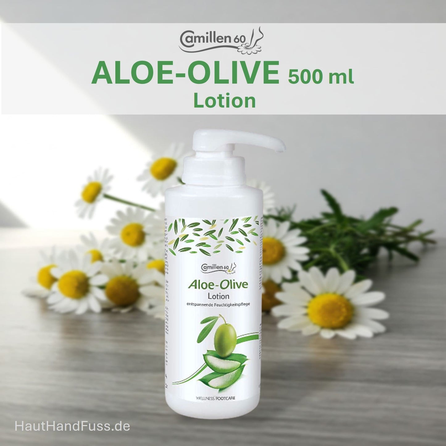 Camillen 60 Aloe Olive Lotion 500 ml Fuß-Wellness für gestresste Füße bei HautHandFuss.de