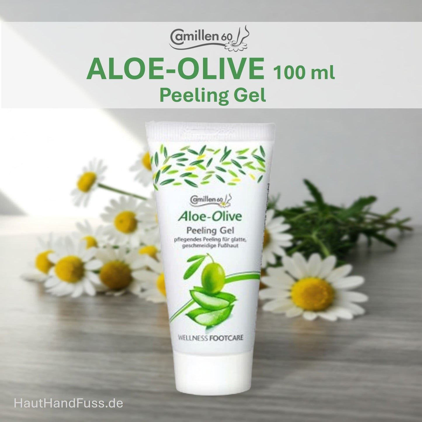 Camillen 60 Aloe Olive Peeling Gel 100 ml für samtigweiche Fußhaut bei HautHandFuss.de