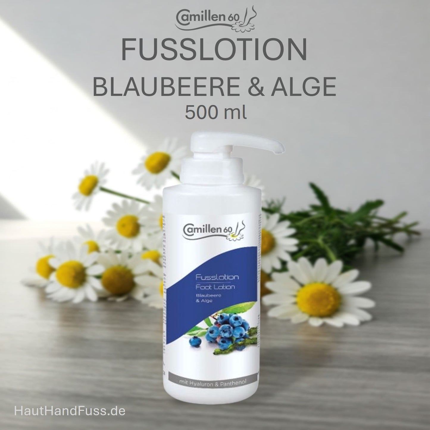 Camillen 60 fruchtige Fußlotion Blaubeere & Alge 500 ml mit Hyaluron bei HautHandFuss.de