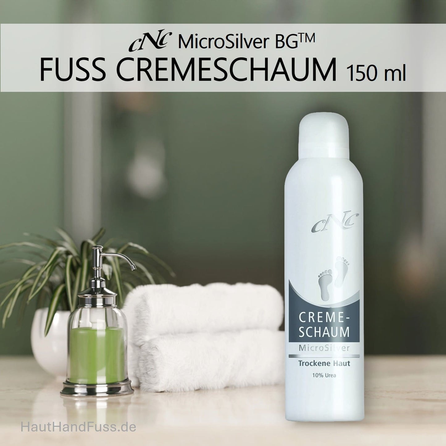 CNC Fuß Cremeschaum 150 ml mit antibakteriellem Mikrosilber bei trockener, verhornter Fußhaut bei HautHandFuss.de