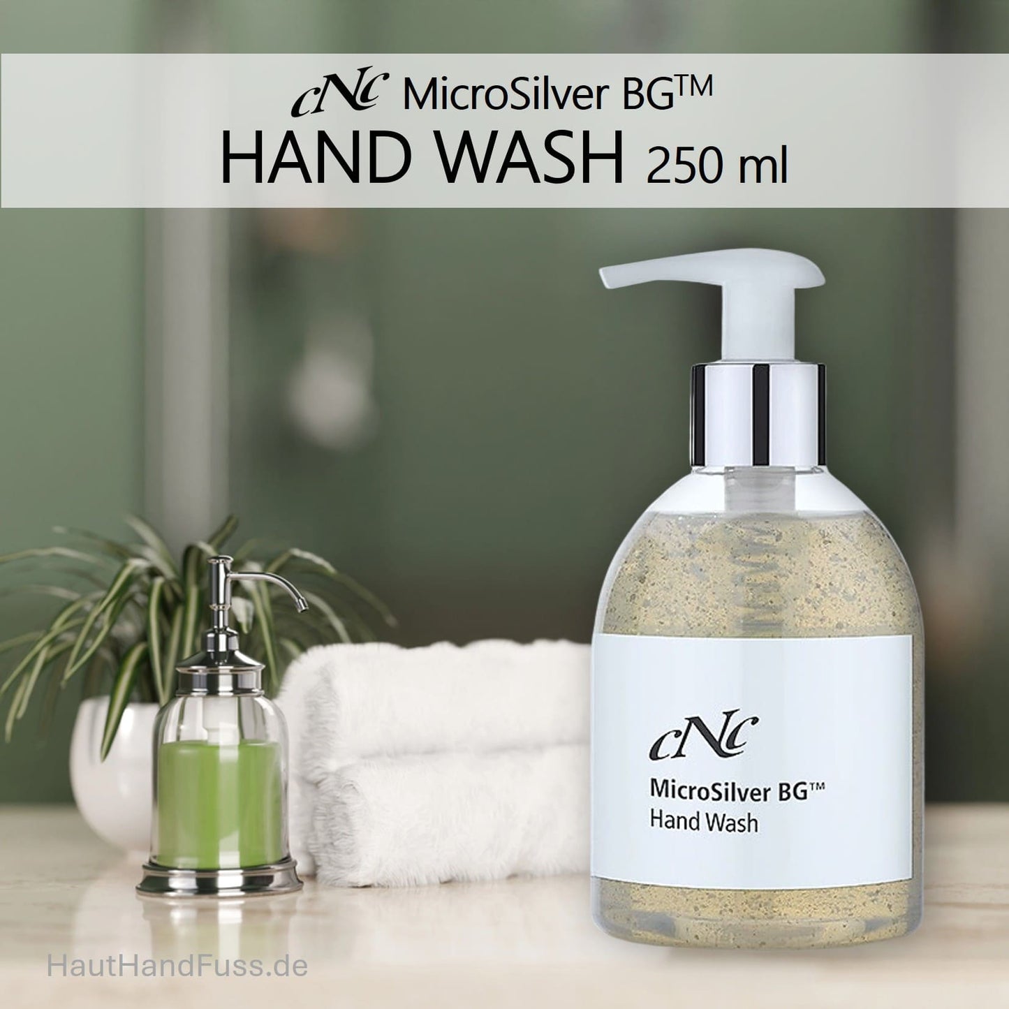 CNC MicroSilber Hand Wash 250 ml desinfizierende Füssigseife mit Langzeitwirkung gegen Keime bei HautHandFuss.de