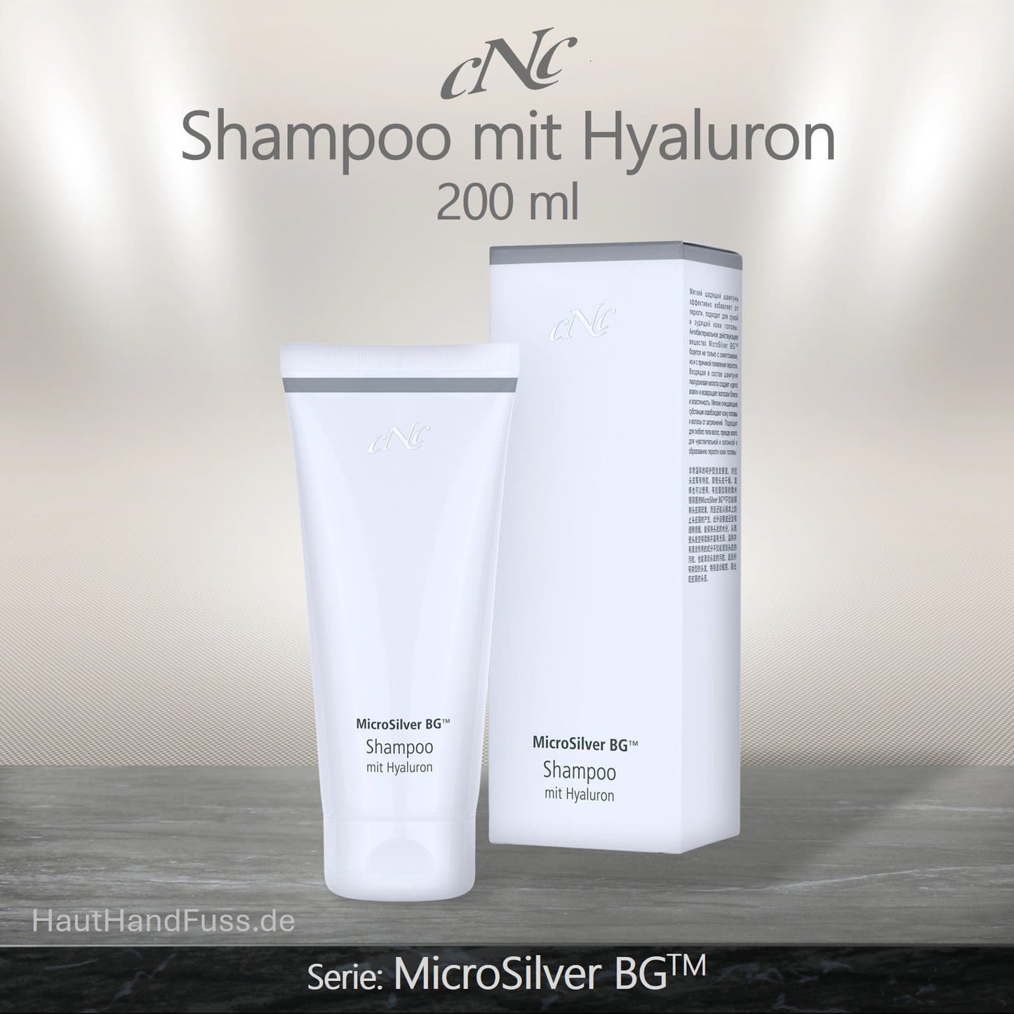 CNC MicroSilver Shampoo mit Hyaluron 200 ml bei Schuppen und juckender Kopfhaut bei HautHandFuss.de