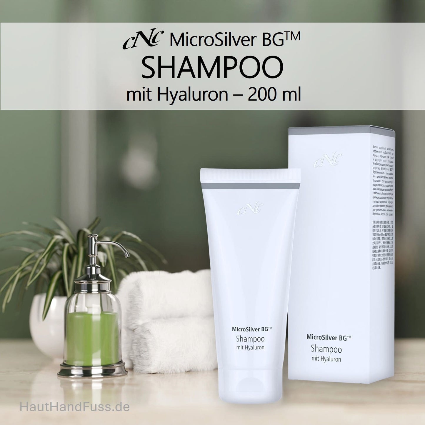 CNC MicroSilver Shampoo mit Hyaluron 200 ml bei Schuppen und juckender Kopfhaut bei HautHandFuss.de