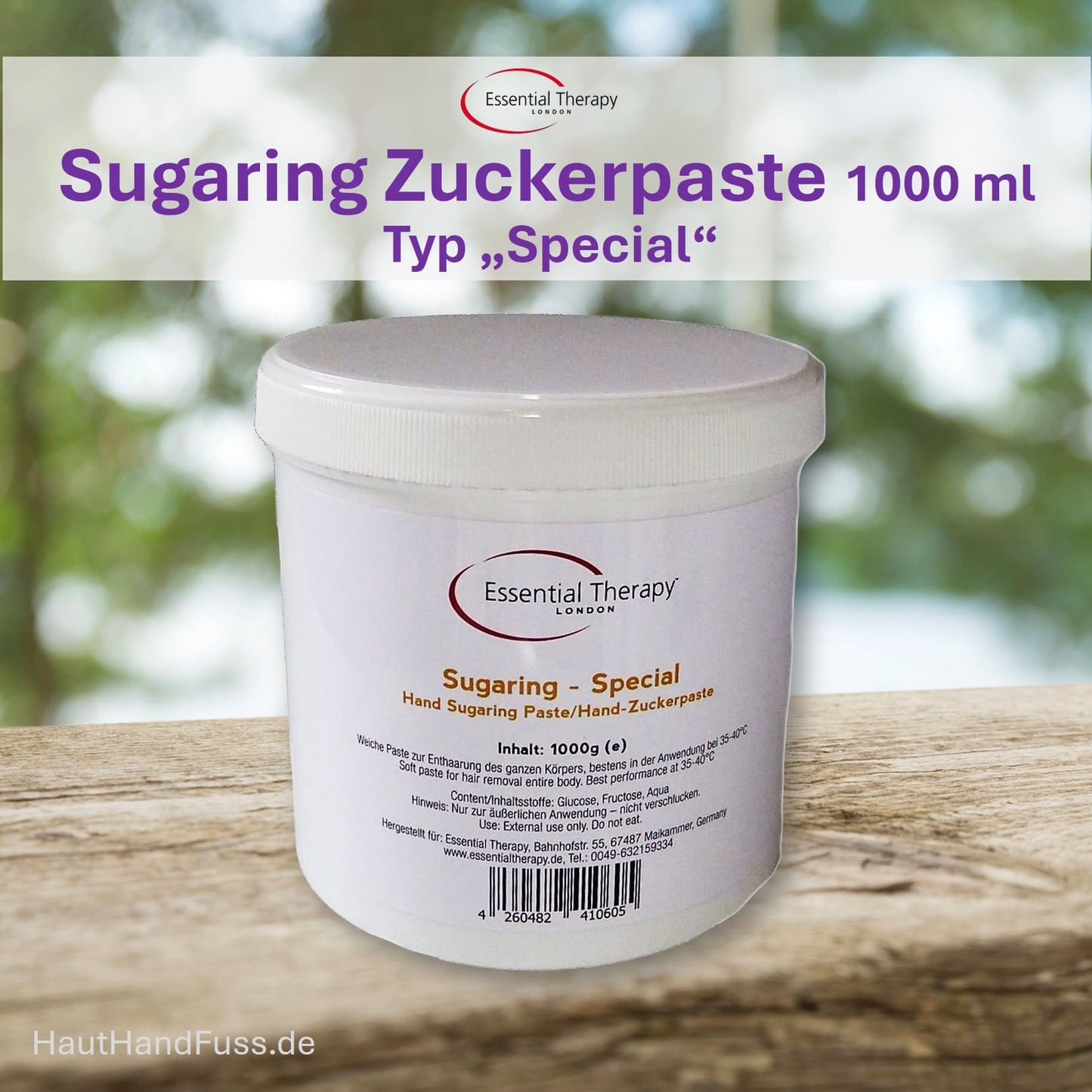Zuckerpaste Special 1000 ml für sanfte Haarentfernung mit Sugaring-Vliestechnik bei HautHandFuss.de