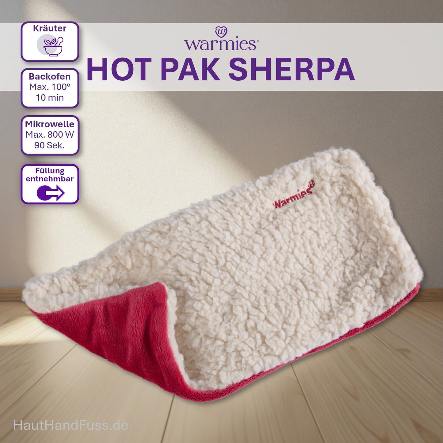 Warmies® Wärmeprodukt Hot Pak Sherpa beige/rot bei HandHautFuss.de
