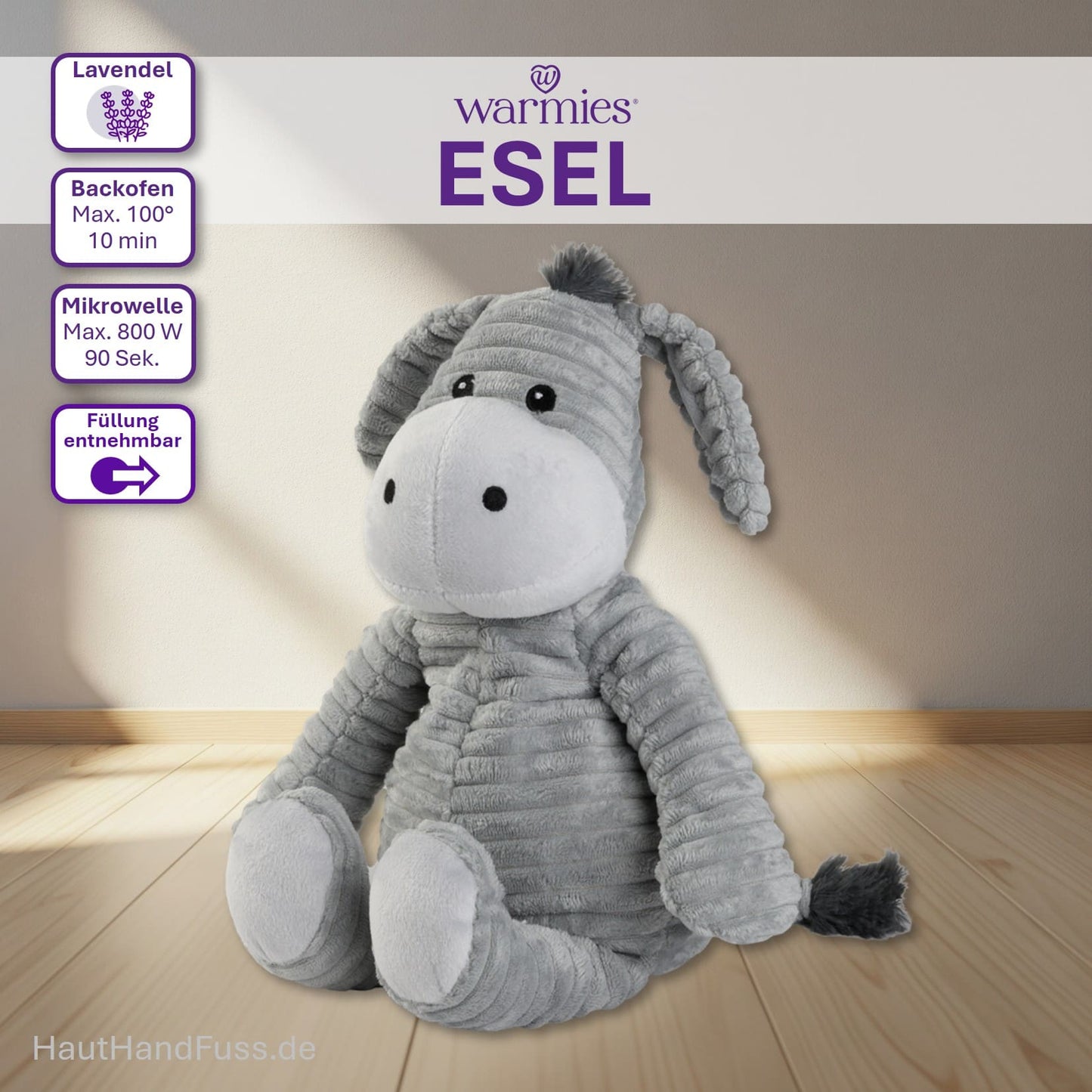 Warmies® Wärmestofftier Esel zum Kuscheln bei HandHautFuss.de