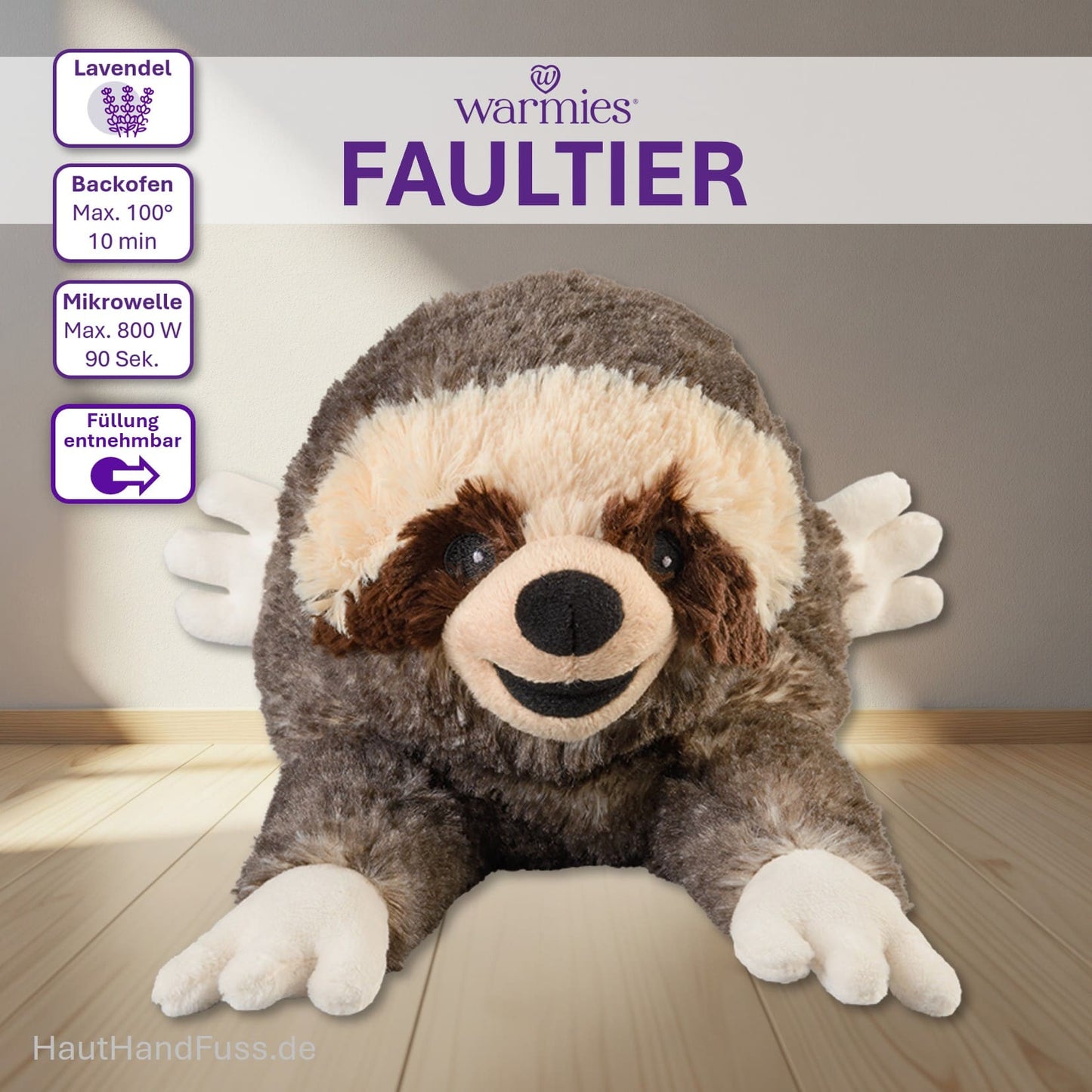 Warmies® Wärmestofftier FAULTIER zum Kuscheln bei HandHautFuss.de