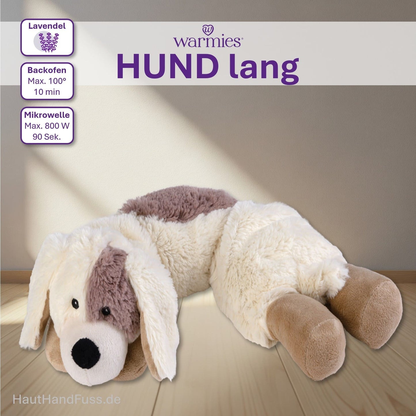 Warmies® Wärmestofftier Hund lang zum Kuscheln bei HandHautFuss.de