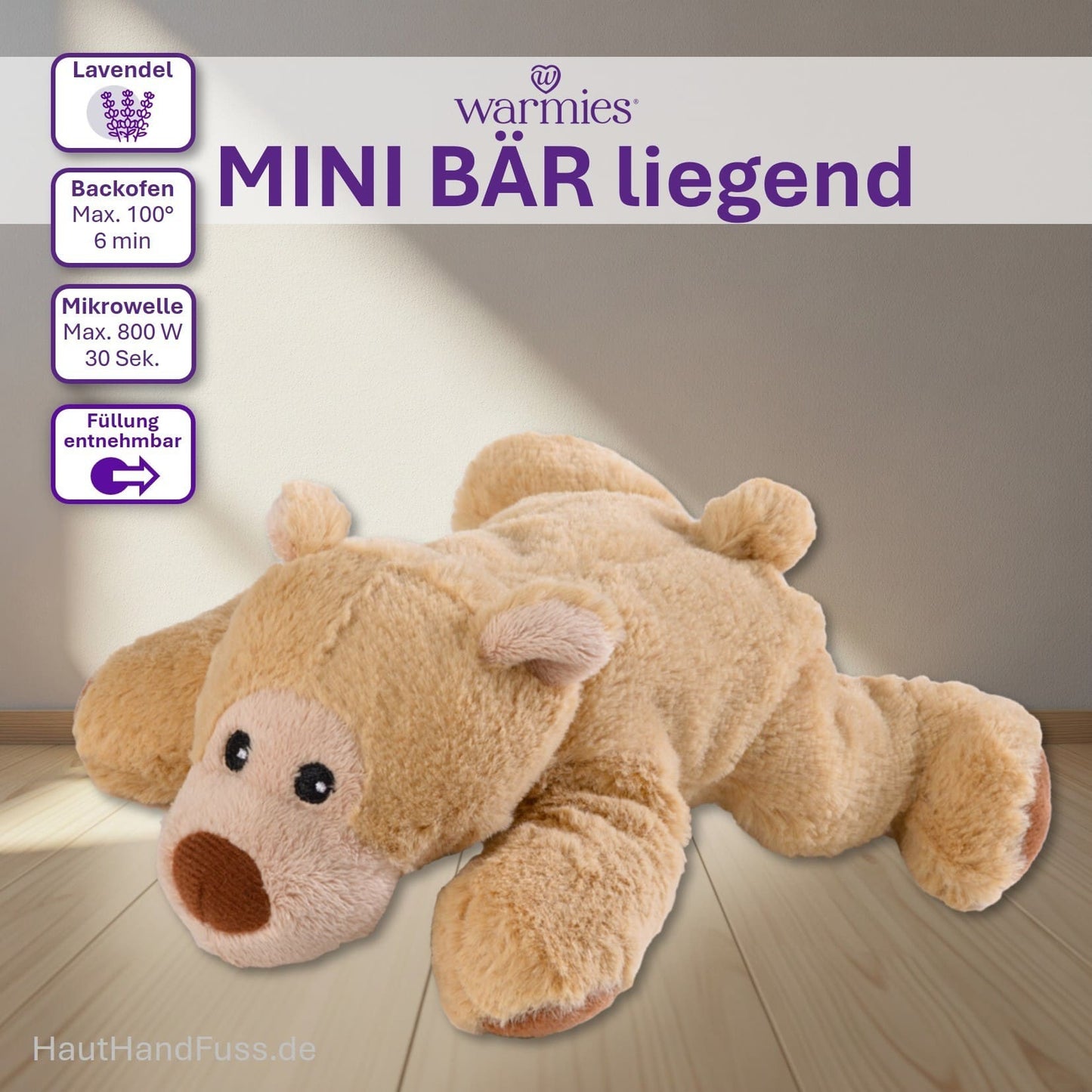 Warmies® Wärmestofftier Mini Bär liegend zum Kuscheln bei HandHautFuss.de