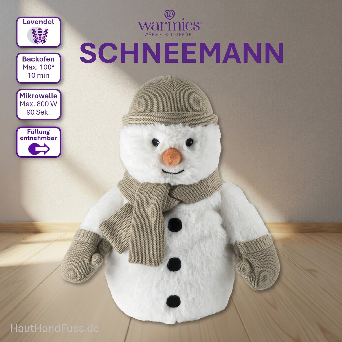 Warmies® Wärmestofftier Schneemann zum Kuscheln bei HandHautFuss.de