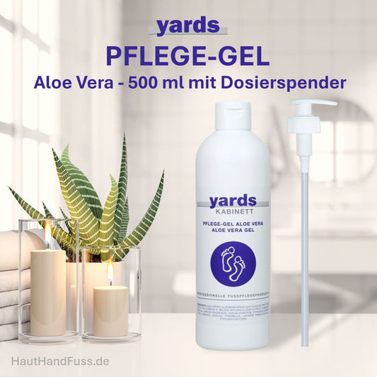 YARDS PFLEGE-GEL Aloe Vera 500 ml mit Dosierspender Fußerfrischung für trockene empfindliche Füße bei HautHandFuss.de