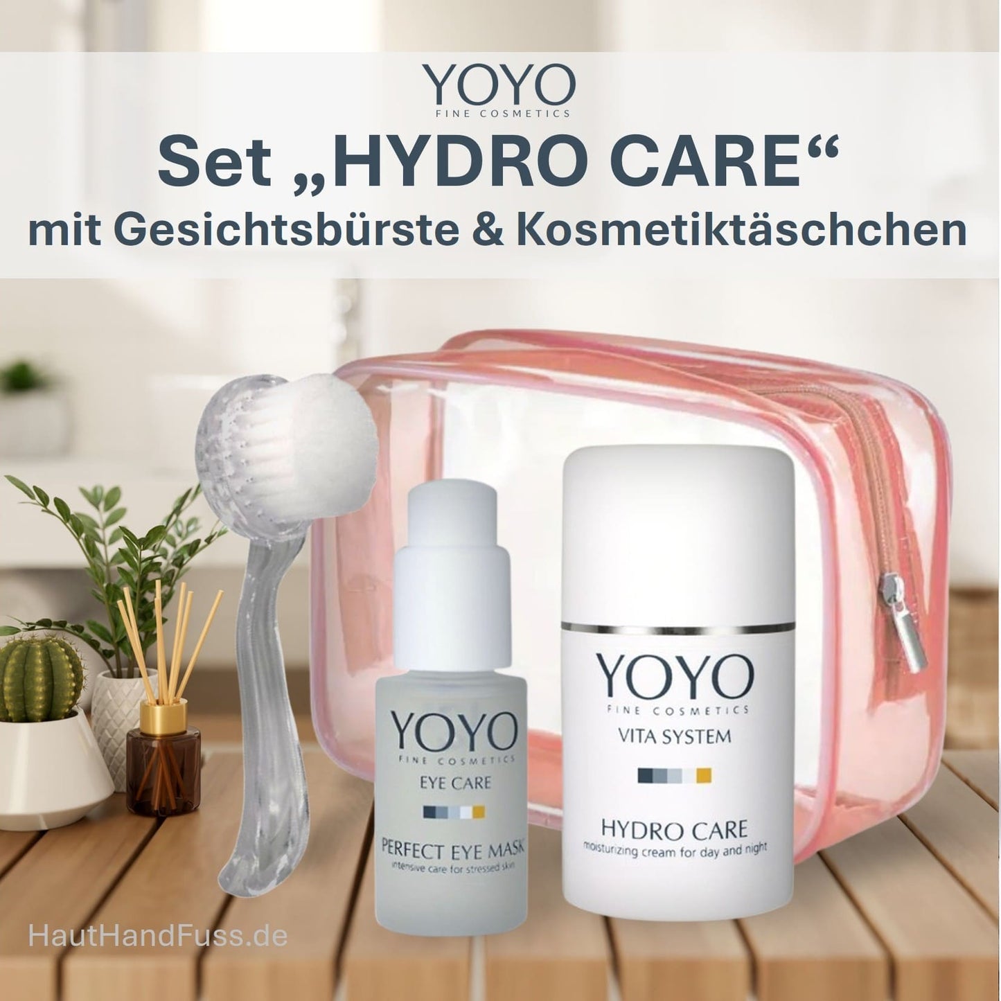 Pflegeset YOYO Hydro Care mit Kosmetiktäschchen und Gesichtsbürste bei HautHandFuss.de