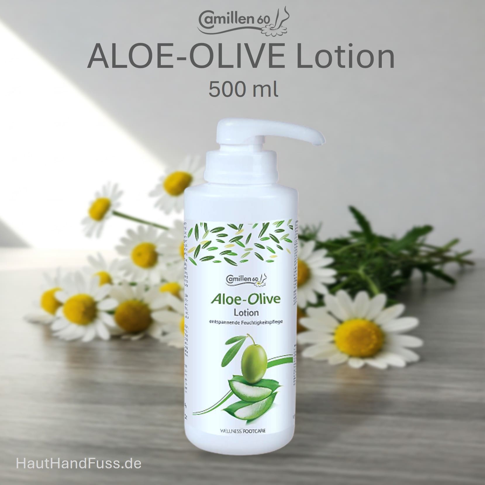 Camillen 60 Aloe Olive Lotion 500 ml Fuß-Wellness für gestresste Füße bei HautHandFuss.de