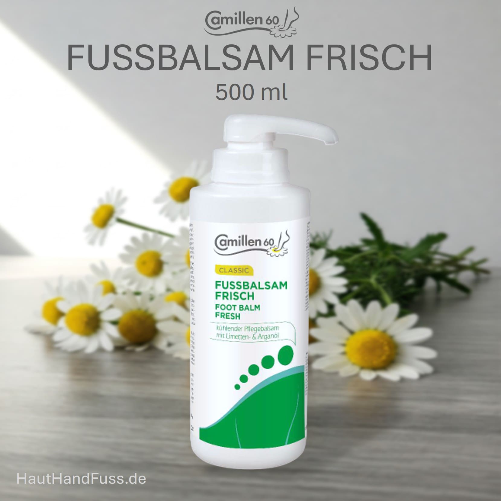 Camillen 60 Fußbalsam Frisch 500 ml mit Limetten- und Arganöl bei HautHandFuss.de