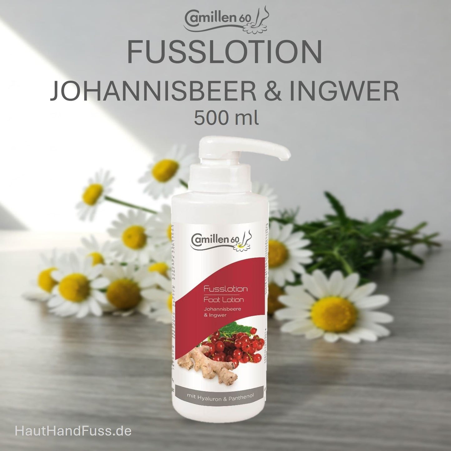 Camillen 60 fruchtige Fußlotion Johannisbeer & Ingwer 500 ml mit Hyaluron bei HautHandFuss.de
