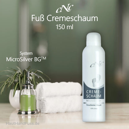 CNC Fuß Cremeschaum 150 ml mit antibakteriellem Mikrosilber bei trockener, verhornter Fußhaut bei HautHandFuss.de