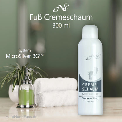 CNC Fuß Cremeschaum 300 ml mit antibakteriellem Mikrosilber bei trockener, verhornter Fußhaut bei HautHandFuss.de