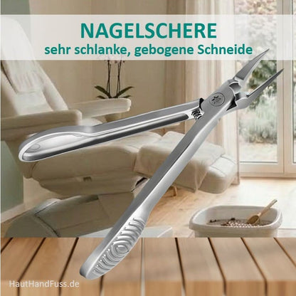 Nagelschere | Eckenschere - extrem schlanke, gebogene Schneide, sehr scharf bei HautHandFuss.de