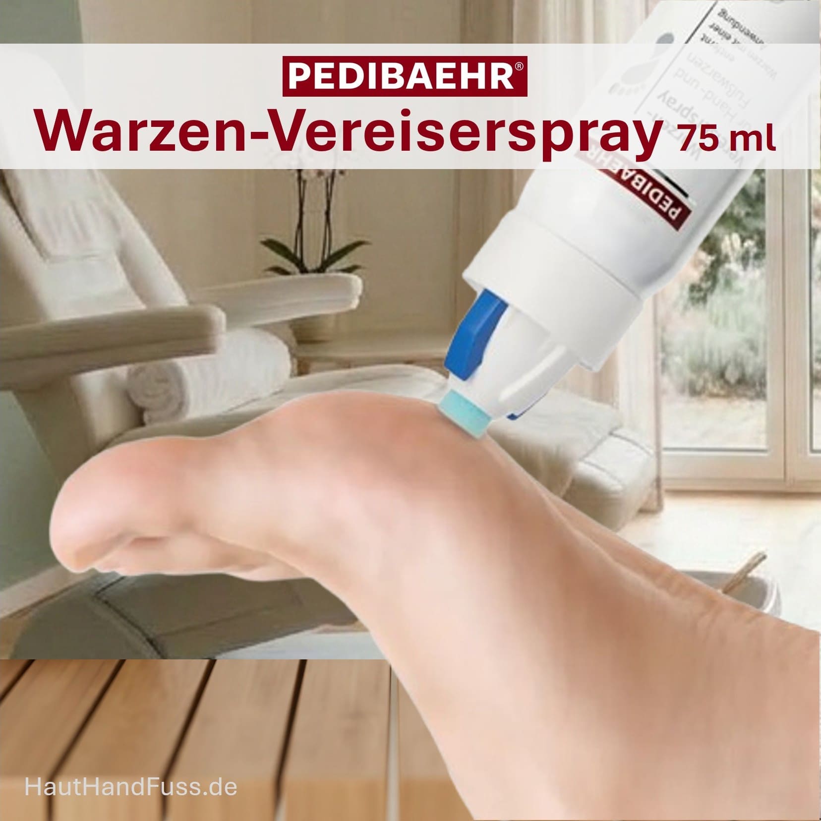 Anwendung von Pedibaehr Warzen-Vereiserspray 75 ml bei HautHandFuss.de