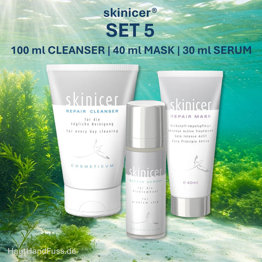 skinicer SET 5 mit CLEANSER , SERUM & MASK bei HautHandFuss.de