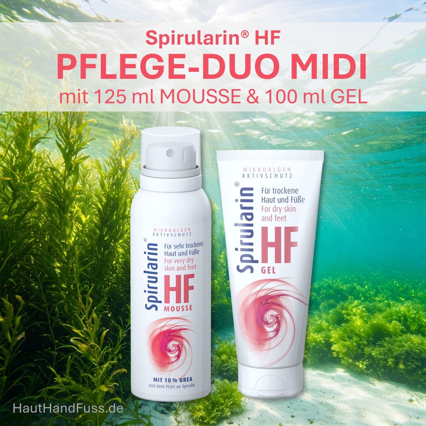 Spirularin Pflege-Duo MIDI mit 125 ml Mousse und 100 ml Gel bei HautHandFuss.de