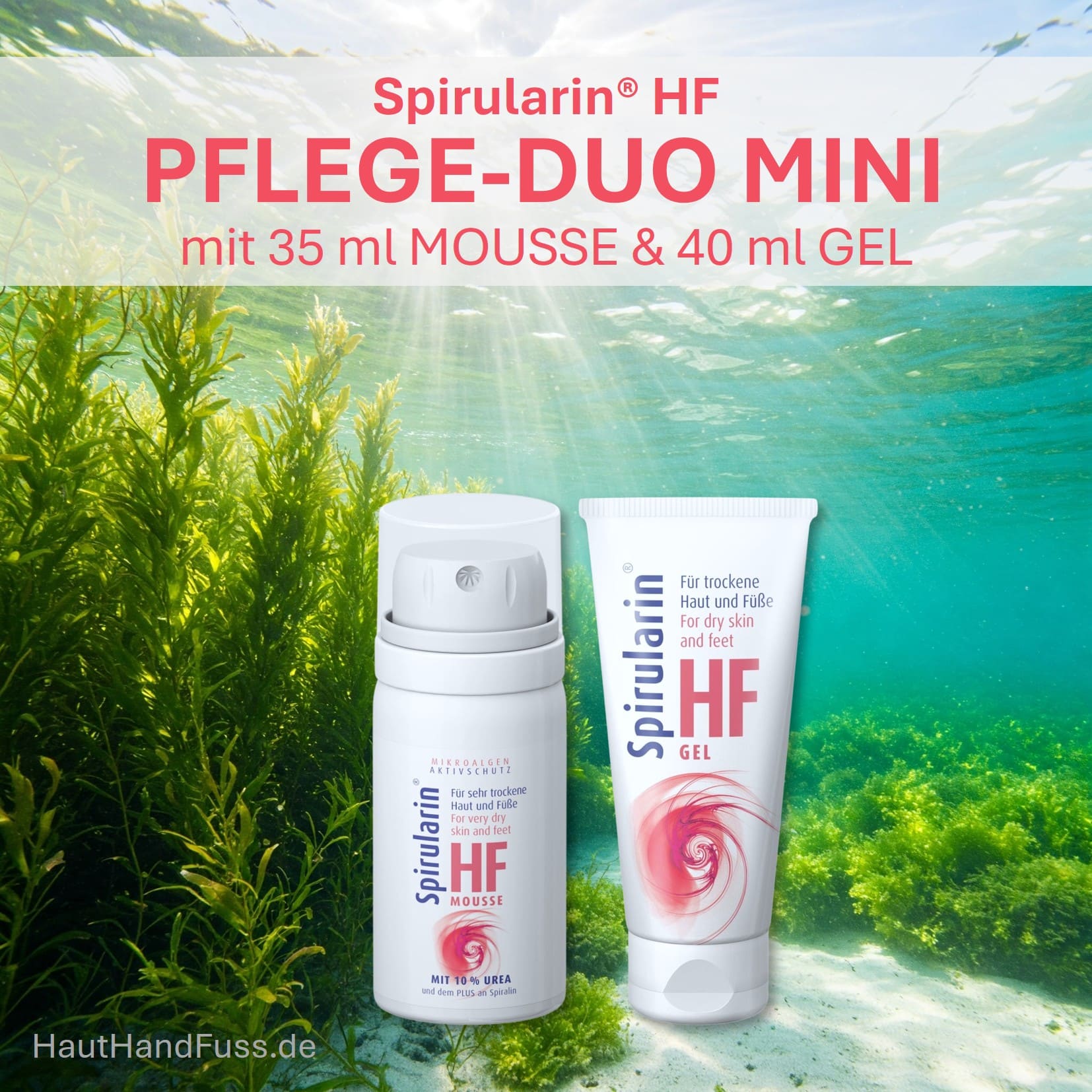 Spirularin Pflege-Duo MINI mit 35 ml Mousse und 40 ml Gel bei HautHandFuss.de