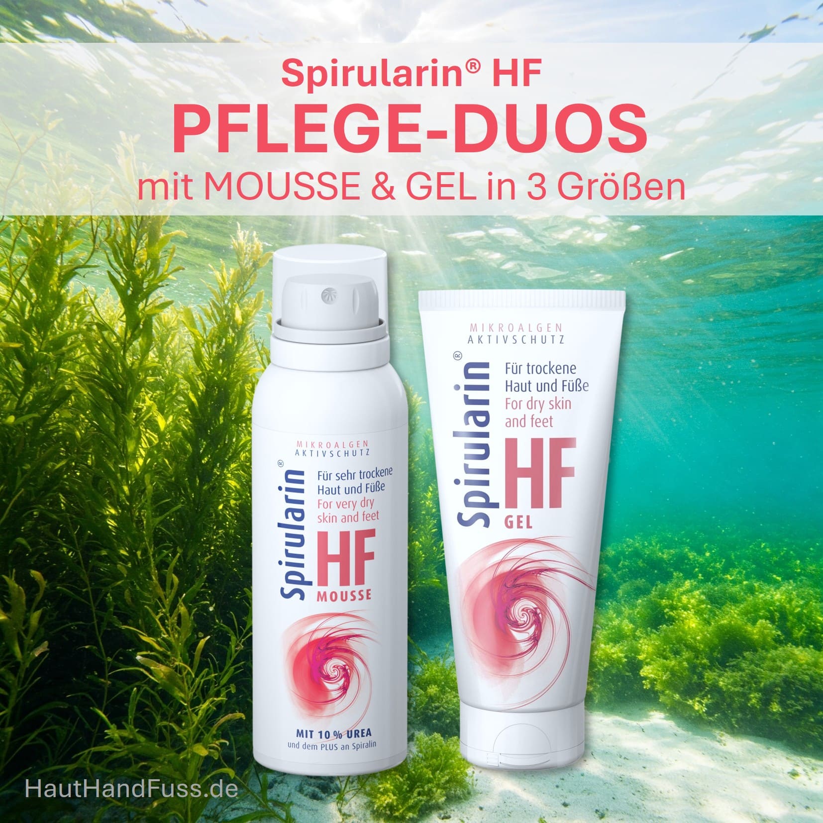 Spirularin Pflege-Duos mit Mousse und Gel in 3 Set-Größen bei HautHandFuss.de