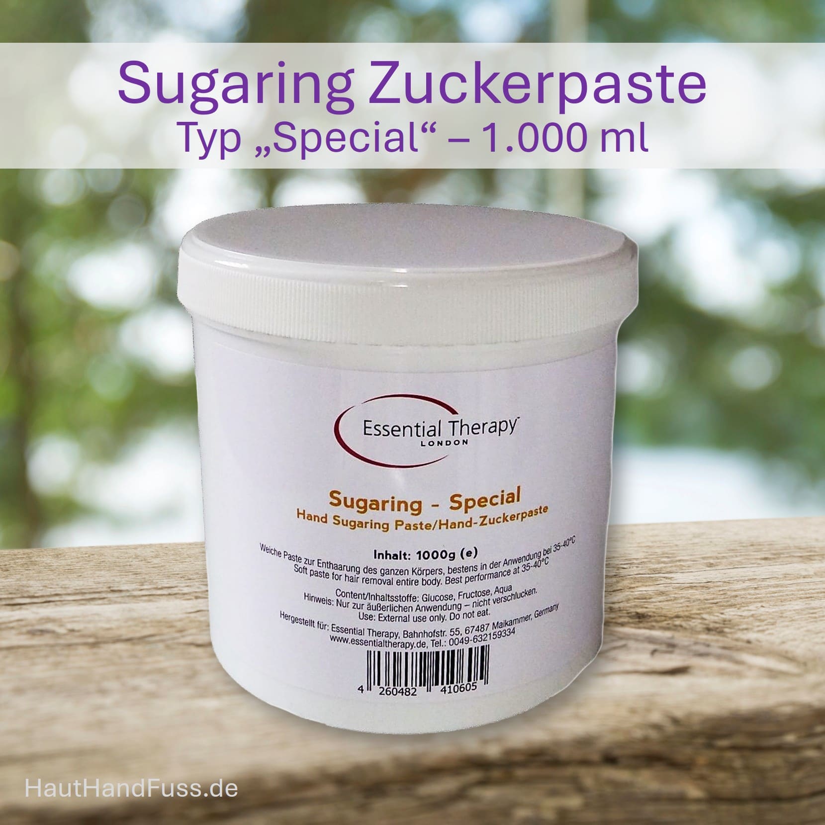 Zuckerpaste Special 1000 ml für sanfte Haarentfernung mit Sugaring-Vliestechnik bei HautHandFuss.de