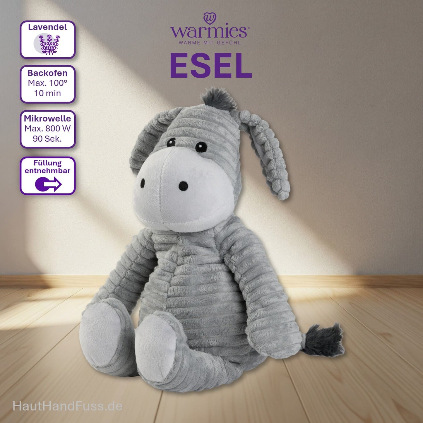 Warmies® Wärmestofftier Esel zum Kuscheln bei HandHautFuss.de