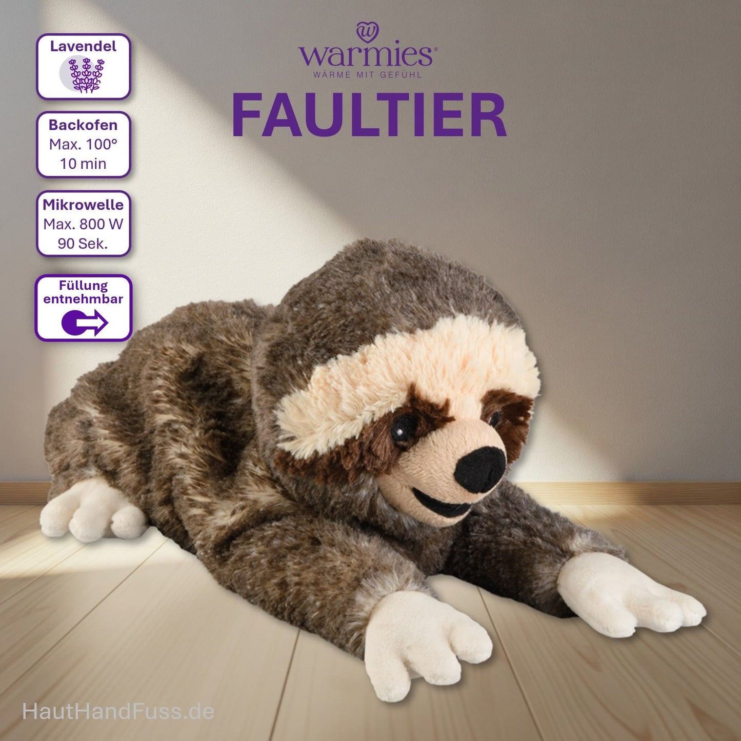 Warmies® Wärmestofftier FAULTIER zum Kuscheln bei HandHautFuss.de