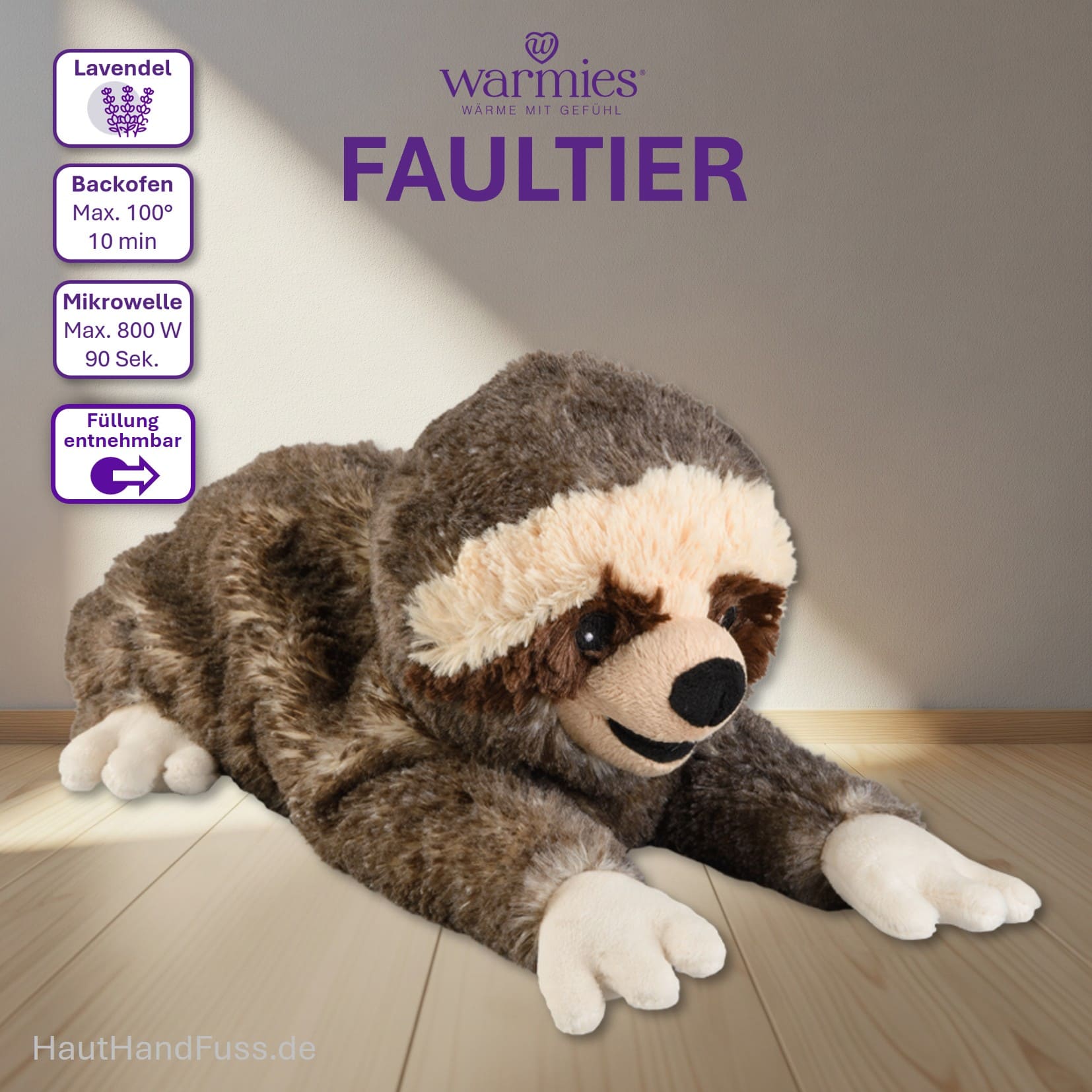 Warmies® Wärmestofftier FAULTIER zum Kuscheln bei HandHautFuss.de