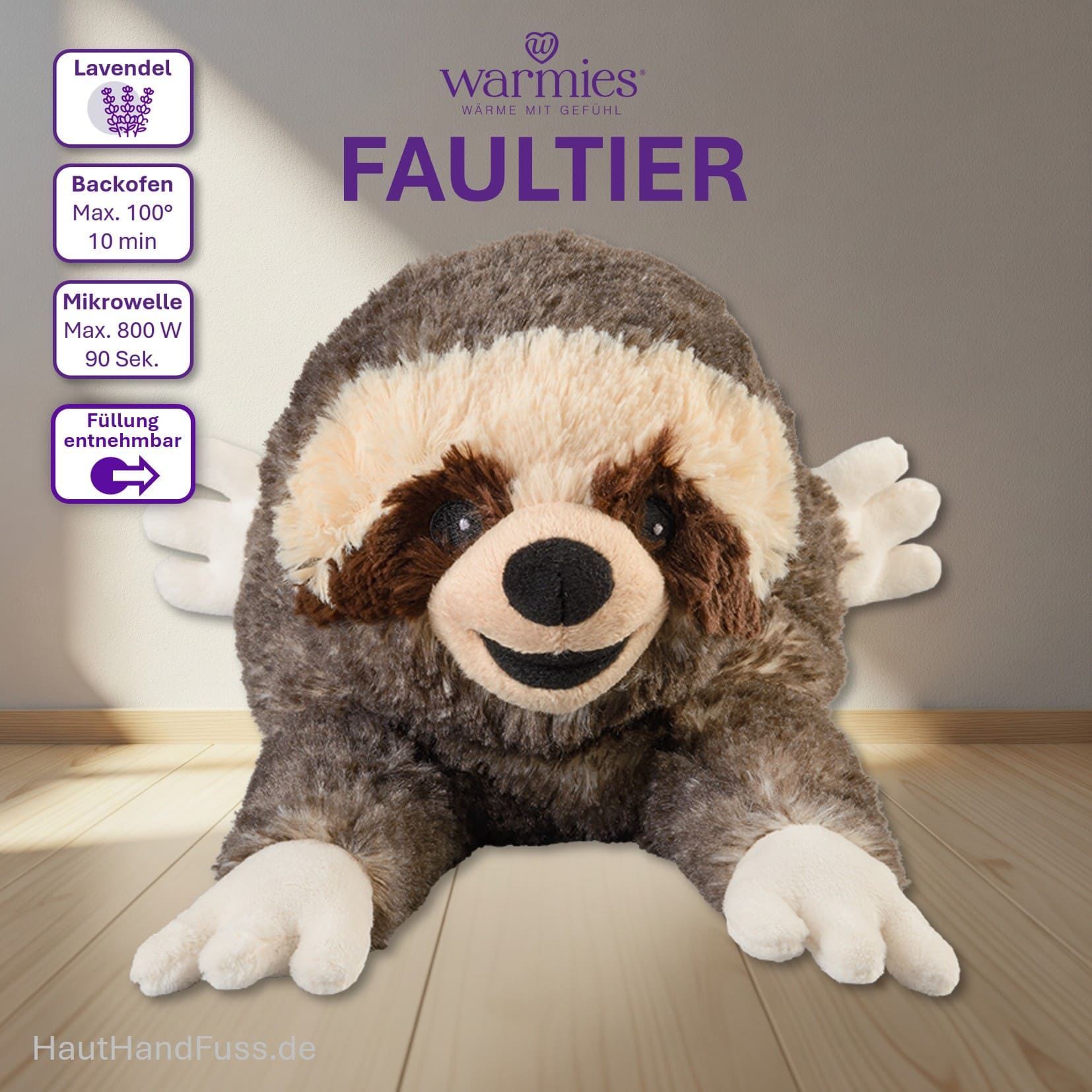 Warmies® Wärmestofftier FAULTIER zum Kuscheln bei HandHautFuss.de