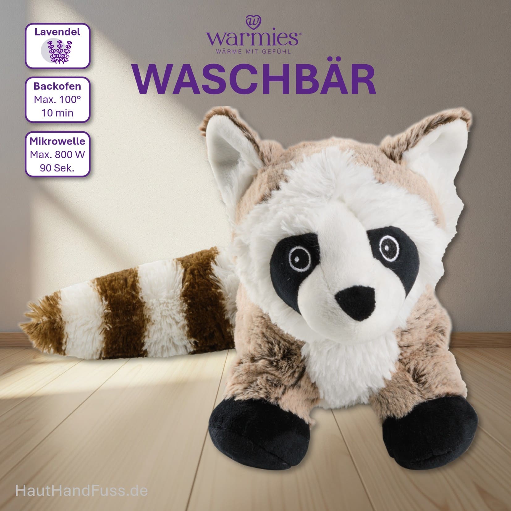 Warmies® Wärmestofftier Waschbär zum Kuscheln bei HandHautFuss.de