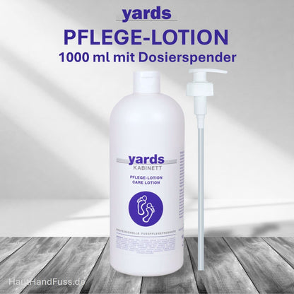 Yards Pflege Lotion 1000 ml mit Dosierspender für schnell einziehende tägliche Fußpflege bei HautHandFuss.de