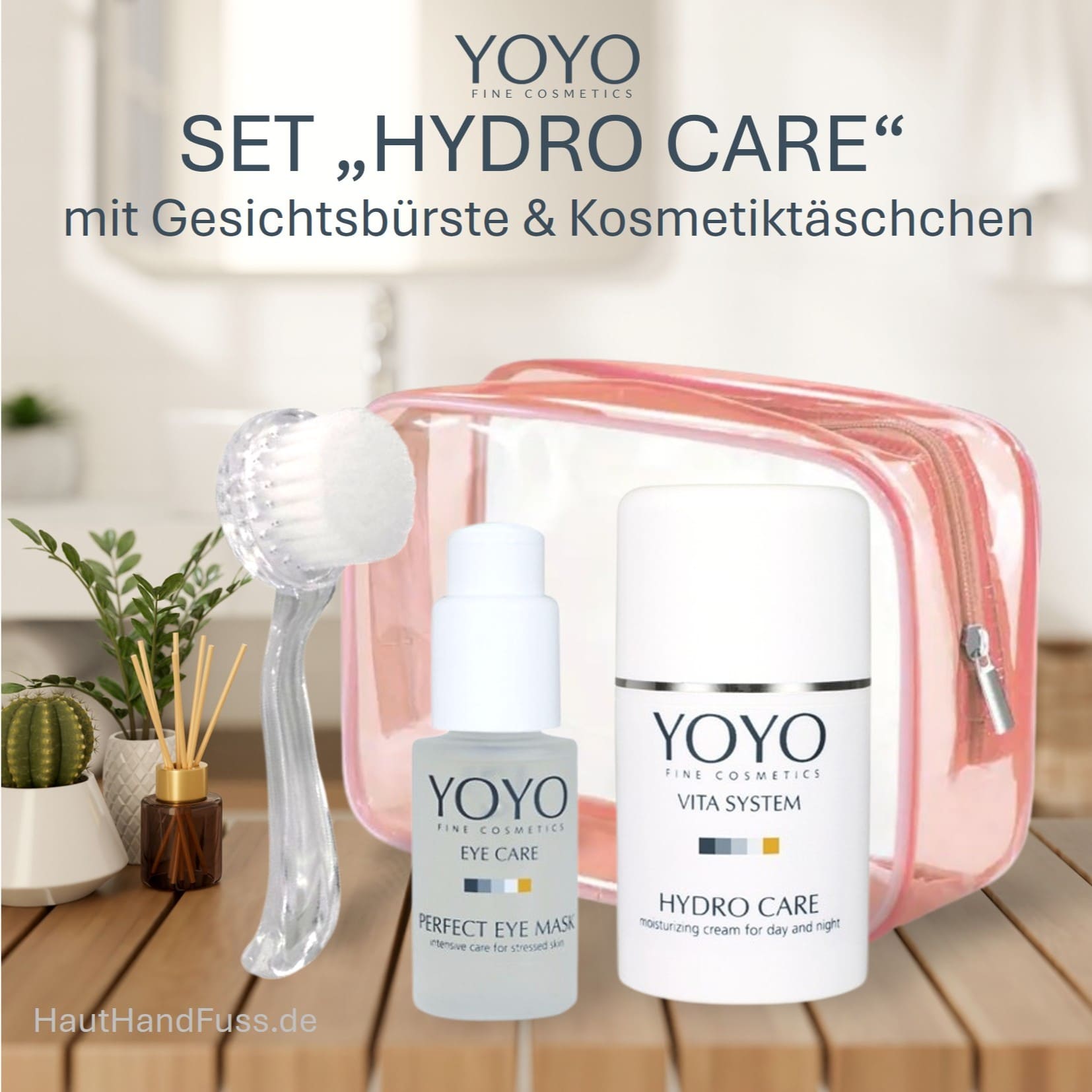 Pflegeset YOYO Hydro Care mit Kosmetiktäschchen und Gesichtsbürste bei HautHandFuss.de